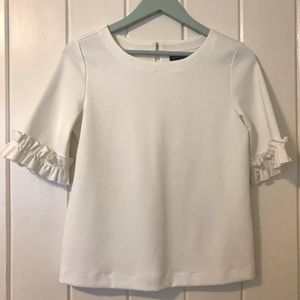 NWOT Banana Republic White Ruffle Sleeve Shirt XS